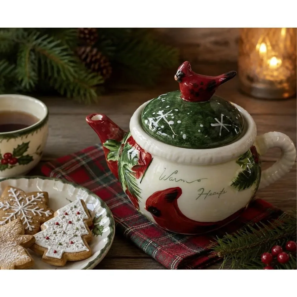 Yankee Candle Cardinal Christmas Warm Hearts Teapot Votive Holder
